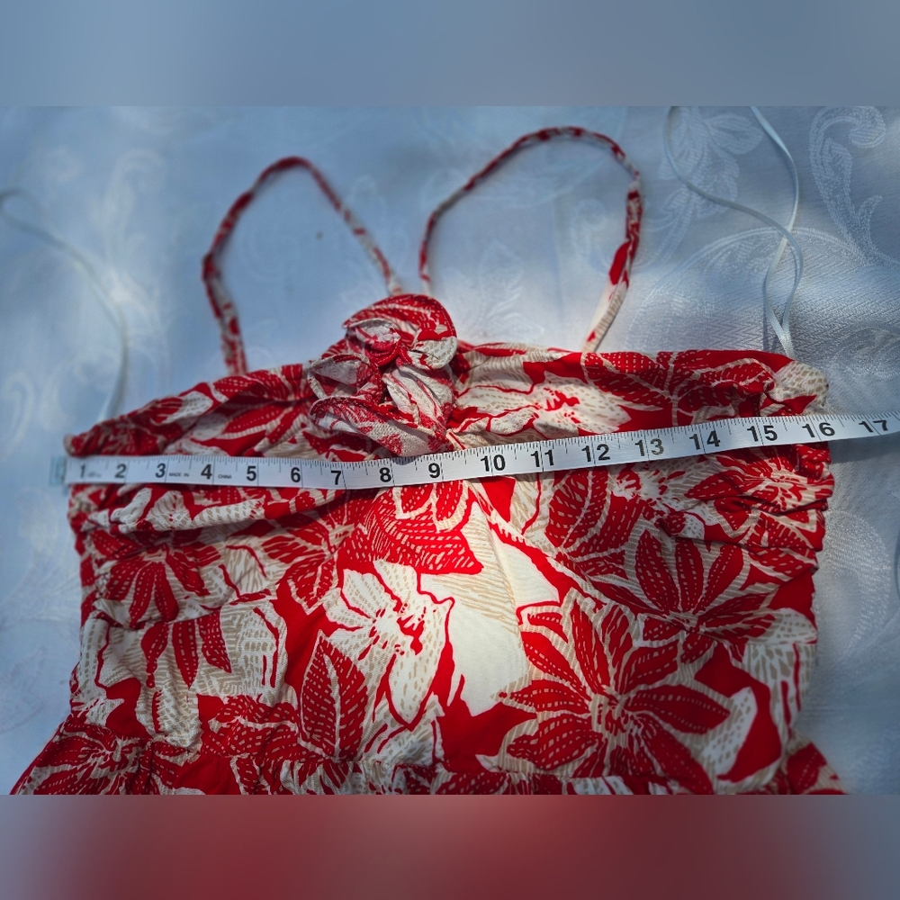 Adelyn Rae Red and White Floral Dress Size L - Picture 6 of 6